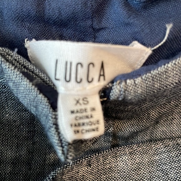 Lucca Wide Leg Navy Linen Retro Buckle XS Pants - Picture 6 of 7